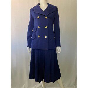 Aquascutum Women's  Set 2 Pieces Purple Blazer + Skirt Flare Size P